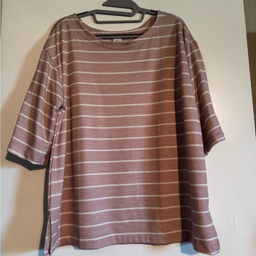 EUC Striped Pink (blush) and White Top